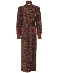Hayley Menzies Jacquard Wool Smoking Robe - Brown