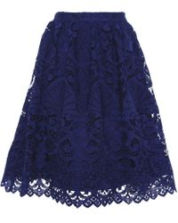 Alice + Olivia Joyce Knee Length Lace Skirt - Blue