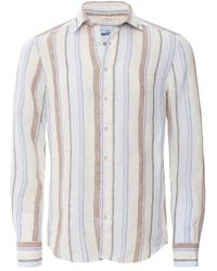 Stenströms - Slimline Linen Striped Shirt - Lyst