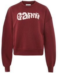 Ganni Cotton Puffed "boss Lady" Sweatshirt in Pink - Lyst