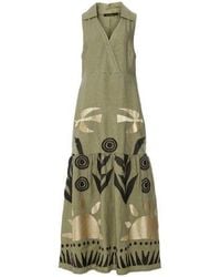 Greek Archaic Kori - Embroidered Collared Dress - Lyst