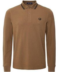 Fred Perry Long Sleeve Polo Shirt In Slim Fit Exclusive in White for Men |  Lyst