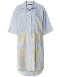 Greek Archaic Kori - Linen Embroidered Shirt Dress - Lyst