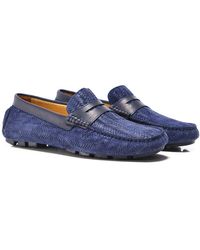 Joss Woven Suede Canester Driving Shoes - Bleu