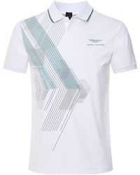 Hackett Interlock Amr Geometric Polo Shirt - White