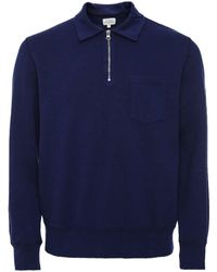 Hartford Lightweight Polo Zip Sweatshirt - Blue