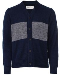 Universal Works Mohair Striped Cardigan - Blue