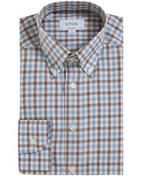 Eton Contemporary Fit Gingham Shirt - Bleu