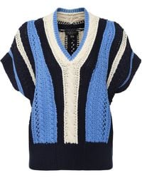 Rag & Bone Jolie Striped Cable Knit Jumper - Blue