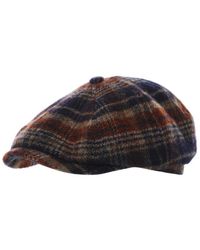 Stetson - Virgin Wool Check Hatteras Cap - Lyst