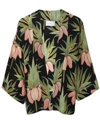 One Hundred Stars - Deco Bud Black Crepe Kimono - Lyst