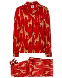 Chelsea Peers - Satin Giraffe Print Long Pyjamas - Lyst