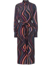 Paul Smith - Satin Midnight Swirl Belted Dress - Lyst