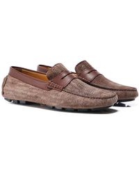 Joss Woven Suede Canester Driving Shoes - Marron