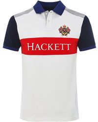 Hackett Colour Block Crest Polo Shirt - White
