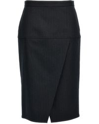 Fendi - Pinstriped Wool Skirt - Lyst