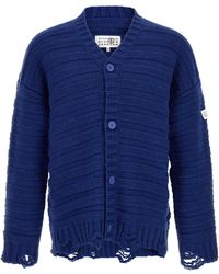 MM6 by Maison Margiela - Distressed Wool Cardigan - Lyst