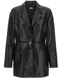 Karl Lagerfeld - Recycled Leather Blazer Blazer And Suits - Lyst
