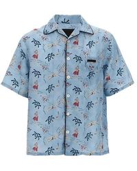 Prada - Camicia in raso stampato - Lyst