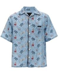 Prada - Camicia in raso stampato - Lyst