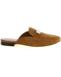 Tory Burch - Suede Mules With Metal Plaque - Lyst
