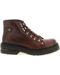 Miu Miu - 'hiking' Leather Ankle Boots - Lyst