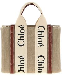 Chloé - Kleine Holz-Linen-Tasche - Lyst