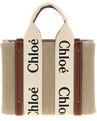 Chloé - Kleine Holz-Linen-Tasche - Lyst