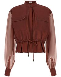 Brunello Cucinelli - Silk Sleeves Blouse - Lyst