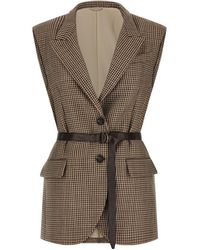 Brunello Cucinelli - Tailored Vest With Leather Belt - Lyst