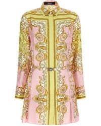 Versace - Silk Shirt Dress With Medusa Hardware - Lyst