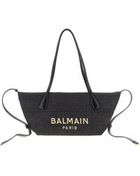 Balmain - Tote Bag With Contrast Embroidered Logo - Lyst