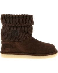 Miu Miu - Suede And Knit Ankle Boots - Lyst