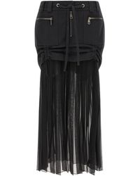 Dolce & Gabbana - Dolce & Gabbana Twill And Chiffon Skirt - Lyst