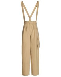 KENZO Cotton Cargo Pants With Suspenders in Natural | Lyst