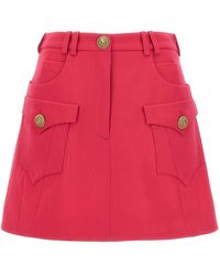 Balmain - Logo Button Mini Skirt - Lyst