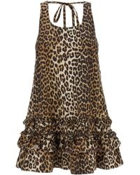 Ganni - Dress With Animal Print - Lyst