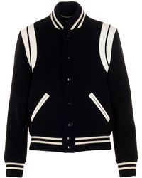 Saint Laurent - Collegejacke Aus Einem Wollgemisch - Lyst