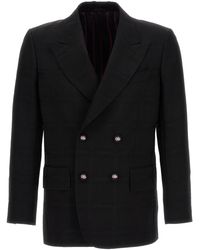 Etro - Check Double-breasted Blazer - Lyst