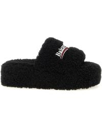 Balenciaga - 'Furry Platform' Slide Sandal - Lyst