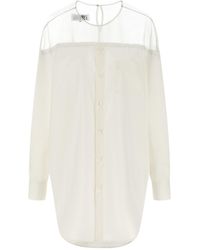 MM6 by Maison Margiela - Tulle Insert Shirt - Lyst