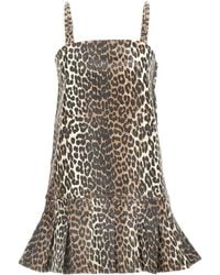 Ganni - Dress With Animal Pattern - Lyst