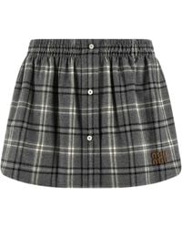 Miu Miu - Check Flannel Skirt - Lyst