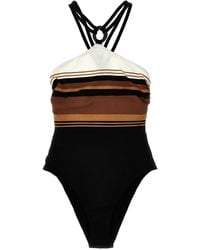 Max Mara - Striped Halter One-Piece Swimsuit - Lyst