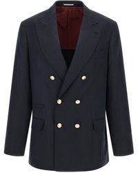 Brunello Cucinelli - Silk Twill And Linen Délavé Blazer - Lyst