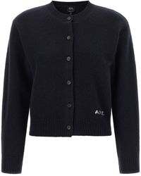 A.P.C. - Lila' Wool Cardigan With Logo Intarsia - Lyst