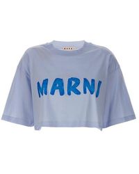 Marni - T-shirt cropped stampa logo - Lyst