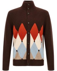 Ballantyne - 'classic Diamond' Diamond Intarsia Cardigan - Lyst