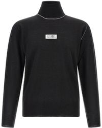 MM6 by Maison Margiela - Turtleneck Sweater With Contrast Stitching - Lyst