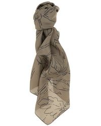 Brunello Cucinelli - Printed Silk Scarf Sciarpe Grigio - Lyst